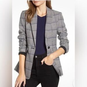 1. State Classic Black/White/Blue Plaid Blazer